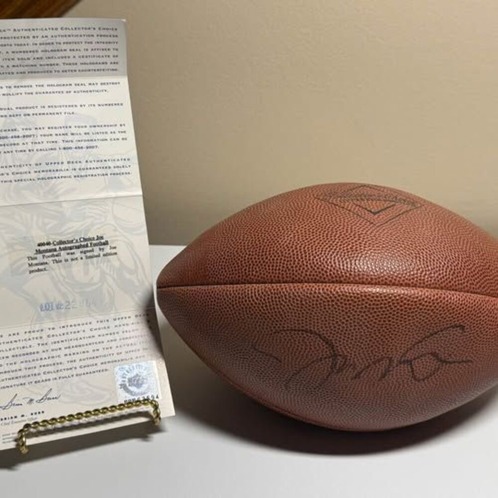 Vintage Upper Deck Authenticated Joe Montana Hand-Signed Leather Football